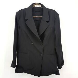 M.M.LaFleur New York Black Double Breasted Blazer Jacket‎ Sz 14 Career Preppy